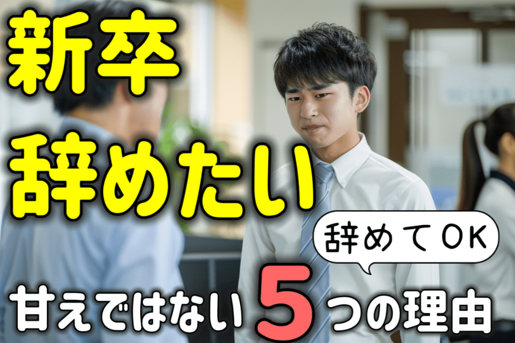 新卒で仕事を辞めたいのは甘え？1年以内でも辞めてよい５つの理由